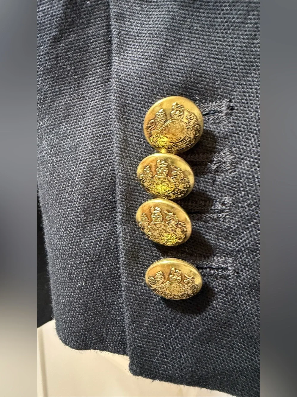 Banana Republic Factory Icon Women Blazer 12 Petite Navy Blue Gold Button 569851 - Picture 4 of 9
